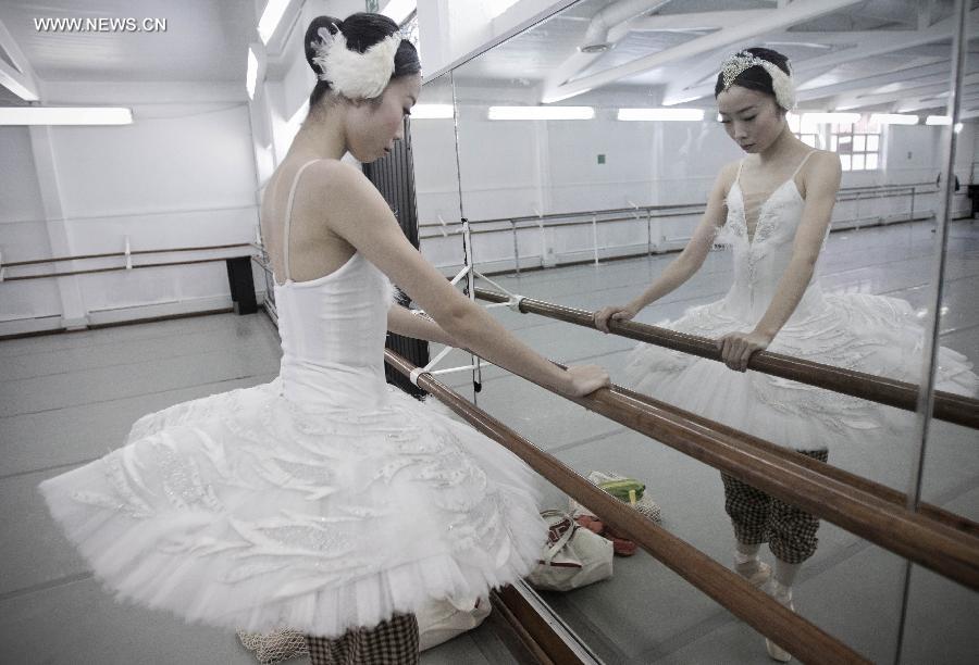 Mayuko Nihei, dancer of the National Dance Company, participates in a rehearsal of the work "Swan Lake", of the composer Piotr Ilich Tchaikovsky, in Mexico City, capital of Mexico, on Feb. 15, 2013. The perfomance will be given in the islet of the Chapultepec Lake of Mexico City from March 1 to March 31, 2013. (Xinhua/Rodrigo Oropeza)