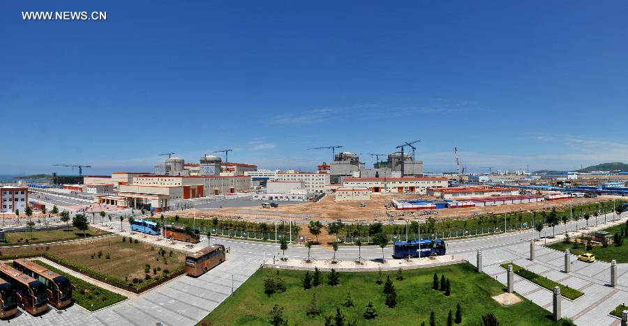 Photo taken on July 12, 2012 shows the Hongyanhe nuclear power station near Wafangdian, northeast China's Liaoning Province. The Hongyanhe nuclear power station, the first nuclear power plant and largest energy project in northeast China, started operation on Sunday afternoon. Construction on the first phase of the project, which features four power generation units to be built at a cost of 50 billion yuan (7.96 billion U.S. dollars), began in 2007 and is expected to be completed by the end of 2015. The four units will generate 30 billion kilowatt-hours (kwh) of electricity annually by then. Construction on the second phase of the project, which features two power generation units to be built with an investment of 25 billion yuan, started in May 2010 and is expected to be completed by the end of 2016. The power plant will generate 45 billion kwh of electricity after it is fully completed in 2016. (Xinhua) 