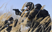 Special policemen undergo training in chilling weather 