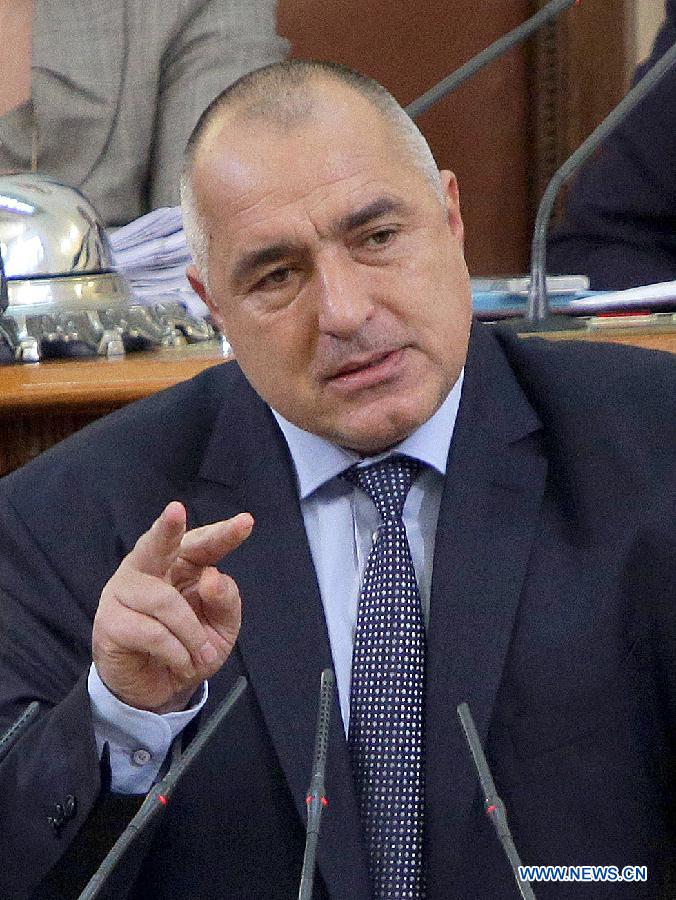 Photo released by Bulgarian Telegraphic Agency (BTA) shows outgoing Bulgarian Prime Minister Boyko Borisov speaking at the parliament in Sofia, Bulgaria, Feb. 21, 2013. Bulgarian parliament on Thursday approved the resignation of the GERB party cabinet, and the Balkan country is heading for parliamentary elections two months before the schedule. (Xinhua) 