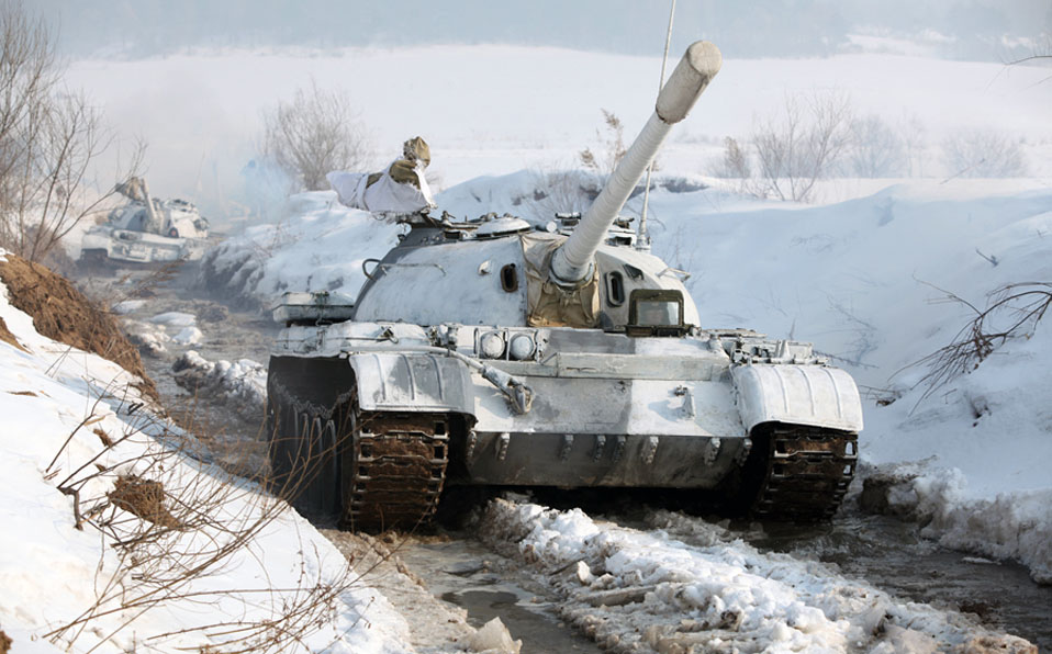 Armored brigade in snowfield training