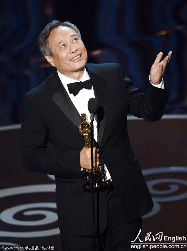 Ang Lee, director of "Life of Pi", won the Oscar Award for Best Director Sunday night at the 85th Academy Awards Ceremony. (Photo/CFP)