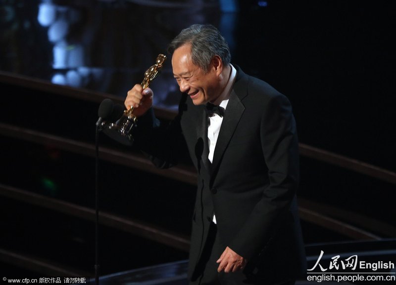 Ang Lee, director of "Life of Pi", won the Oscar Award for Best Director Sunday night at the 85th Academy Awards Ceremony. (Photo/CFP)