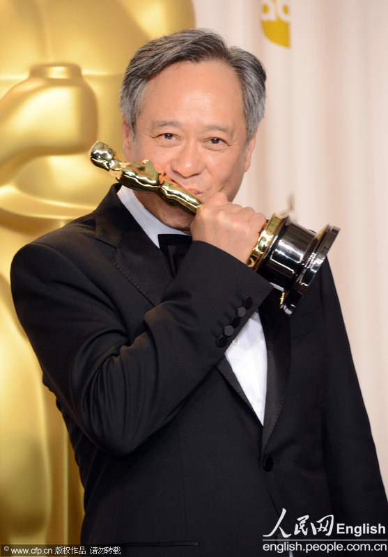 Ang Lee, director of "Life of Pi", won the Oscar Award for Best Director Sunday night at the 85th Academy Awards Ceremony. (Photo/CFP)