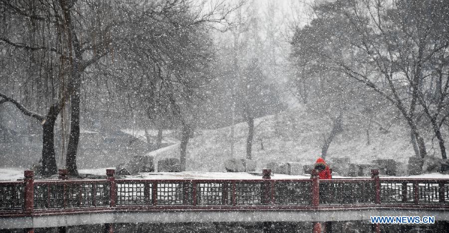 Photo taken on Feb. 25, 2013 shows the snow scenery at the Summer Palace in Beijing, capital of China. The city of Beijing embraced a light snow fall on Monday. (Xinhua/Li Xin)