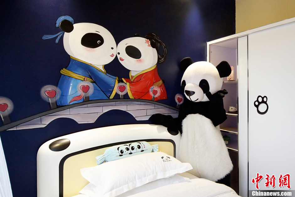 A new panda-themed hotel has opened at the foot of Emei Mountain, Southwest China's Sichuan province, Feb 25, 2013. The hotel is reportedly the first panda-themed hotel in the world. (Photo/CNS)