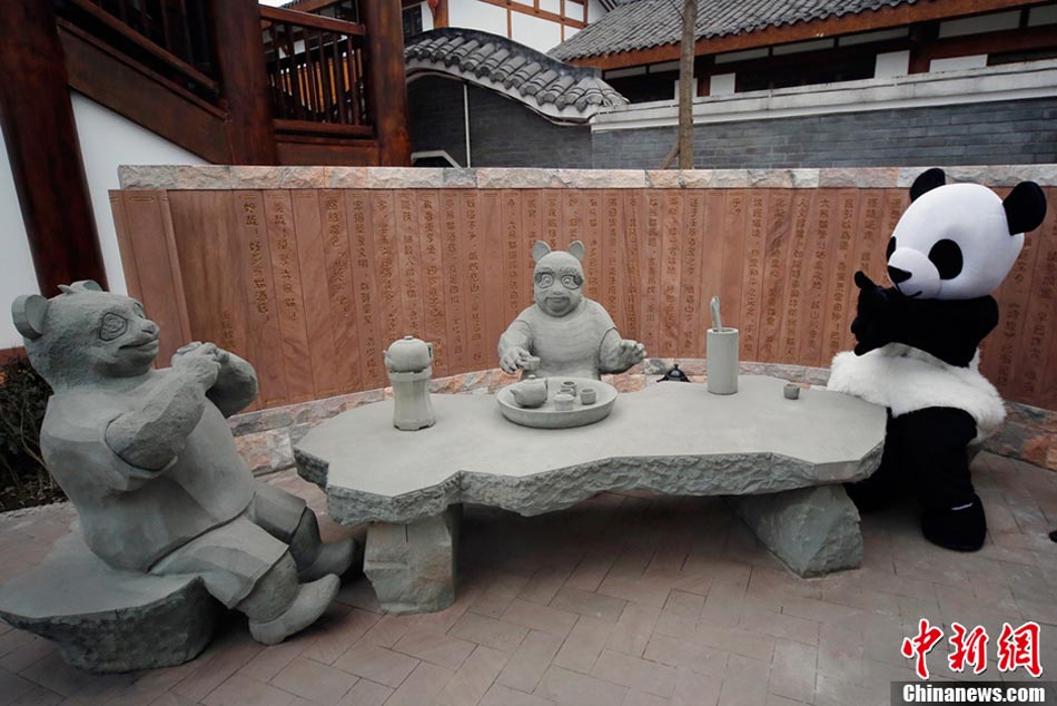A new panda-themed hotel has opened at the foot of Emei Mountain, Southwest China's Sichuan province, Feb 25, 2013. The hotel is reportedly the first panda-themed hotel in the world. (Photo/CNS)