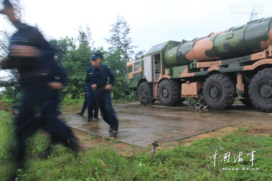 A shore-based missile regiment of the South Sea Fleet under the Navy of the Chinese People's Liberation Army (PLA) in a firing training under the background of actual combat. (China Military Online/Shen Huayue, Zhao Changhong, Zheng Can, He Nian)