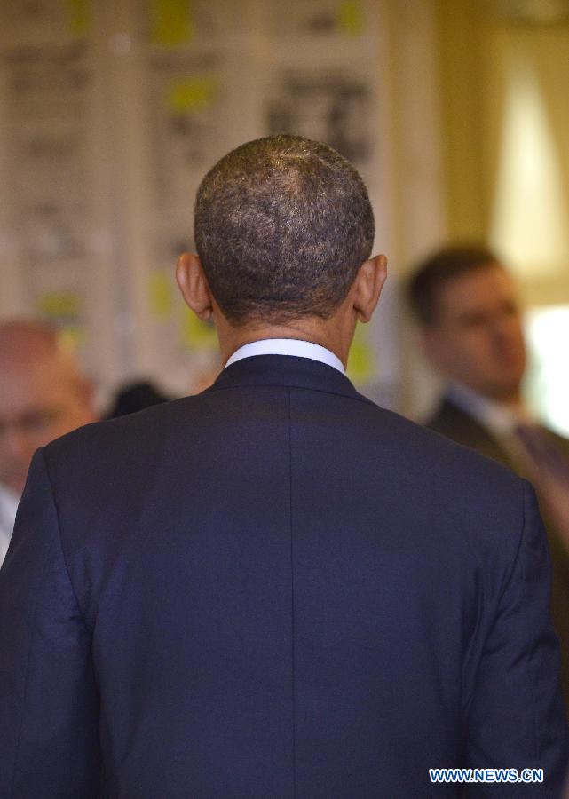 U.S. President Barack Obama delivers a statement on the sequester at the White House in Washington D.C., capital of the United States, March 1, 2013. U.S. President Barack Obama said Friday that the across-the-board government spending cuts were "dumb" but the nation will survive the so-called "sequester." (Xinhua/Zhang Jun)