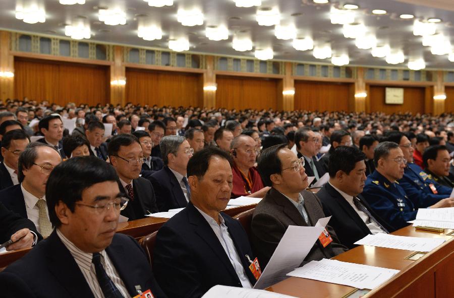 The preparatory meeting for the first session of the 12th National Committee of the Chinese People's Political Consultative Conference (CPPCC) is held at the Great Hall of the People in Beijing, capital of China, March 2, 2013.(Xinhua/Li Xueren) 