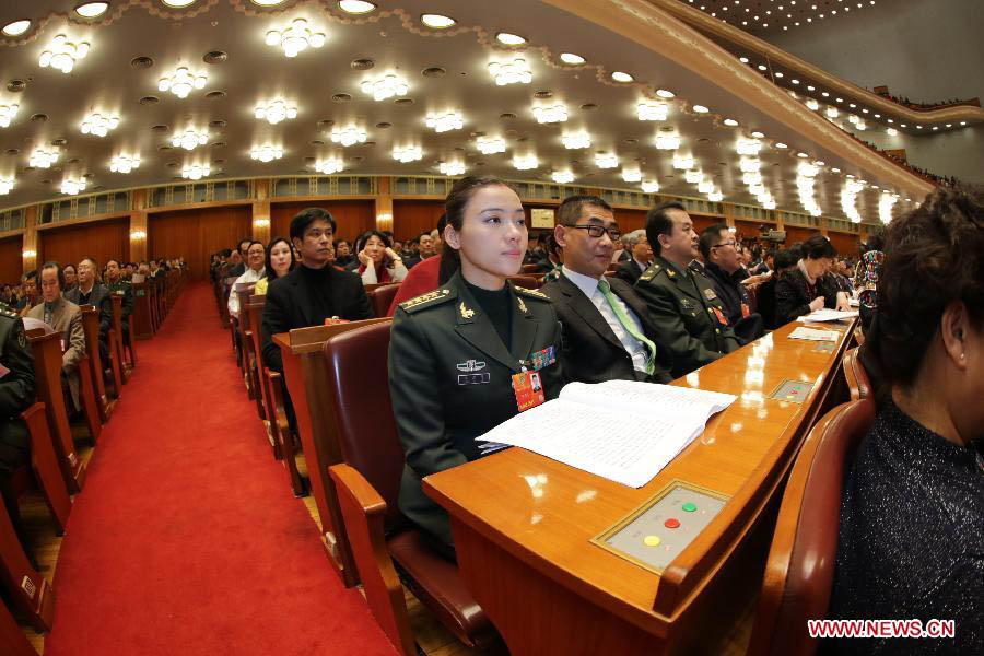 Members of the 12th National Committee of the Chinese People's Political Consultative Conference (CPPCC) attend the first session of the 12th CPPCC National Committee at the Great Hall of the People in Beijing, capital of China, March 3, 2013. The first session of the 12th CPPCC National Committee opened in Beijing on March 3. (Xinhua/Li Gang)