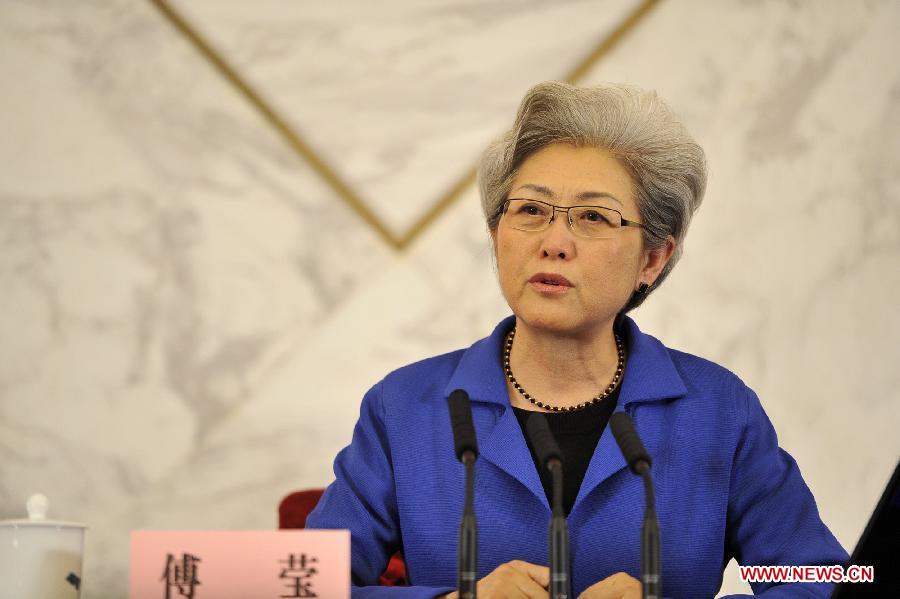 Fu Ying, spokesperson for the first session of the 12th National People's Congress (NPC), speaks at the news conference on the first session of the 12th NPC at the Great Hall of the People in Beijing, capital of China, March 4, 2013. (Xinhua/Wang Peng)