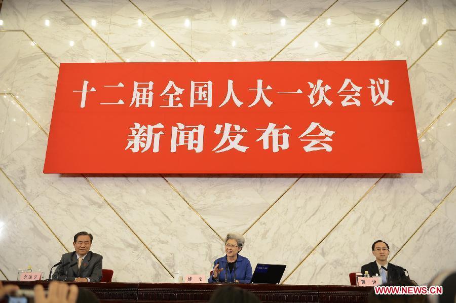 The news conference on the first session of the 12th National People's Congress (NPC) is held at the Great Hall of the People in Beijing, capital of China, March 4, 2013.(Xinhua/Wang Peng) 