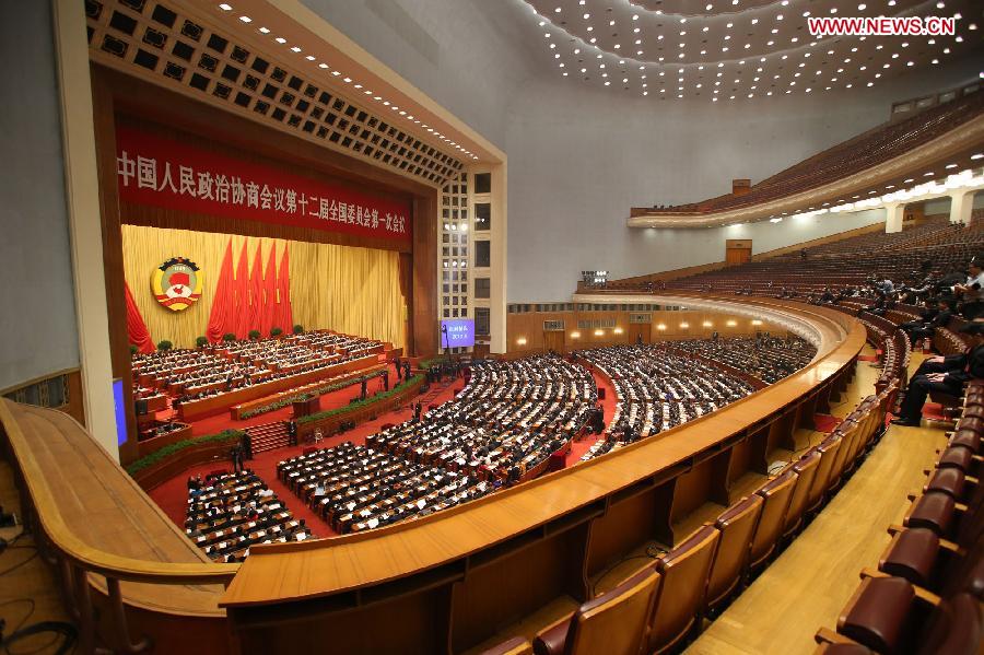 The second plenary meeting of the first session of the 12th National Committee of the Chinese People's Political Consultative Conference (CPPCC) is held at the Great Hall of the People in Beijing, capital of China, March 7, 2013. (Xinhua/Wang Shen)  