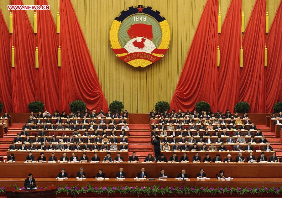 The second plenary meeting of the first session of the 12th National Committee of the Chinese People's Political Consultative Conference (CPPCC) is held at the Great Hall of the People in Beijing, capital of China, March 7, 2013. (Xinhua/Rao Aimin)