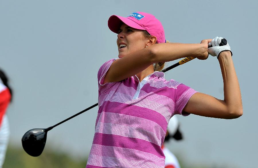 Marianne Skarpnord of Norway competes in the 2013 World Ladies Golf Championship in Haikou, capital of south China's Hainan Province, March 7, 2013. A total of 109 golfers around the world participated in the championship. (Xinhua/Guo Cheng) 