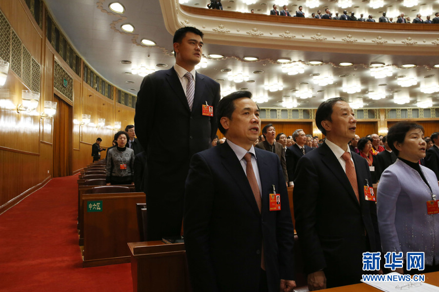 Yao Ming attends the 12th CPPCC National Committee and makes his first speech on Mar. 4, 2013. (Photo/Xinhua)