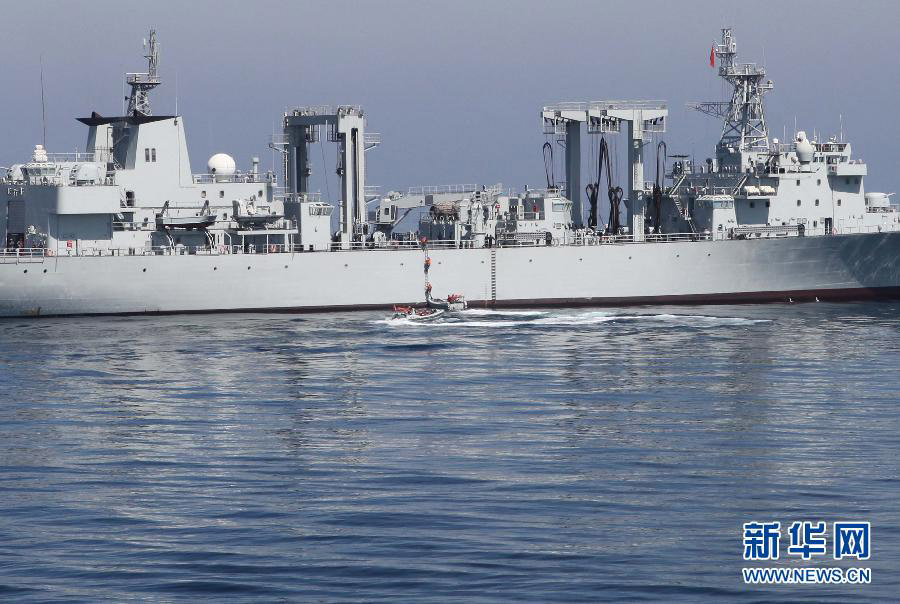 The 14th escort taskforce of the Navy of the Chinese People's Liberation Army (PLA) participates in an anti-hijack exercise in the Arabian Sea area. (Xinhua/Rao Rao)