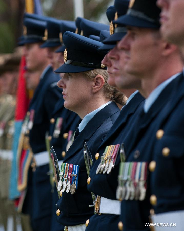 The Australian Federal Guard attend the Centenary of Canberra Foundation Stone Ceremony in Canberra, Australia, March 12, 2013. Canberra marked its 100th birthday on Tuesday. (Xinhua/Justin Qian)  