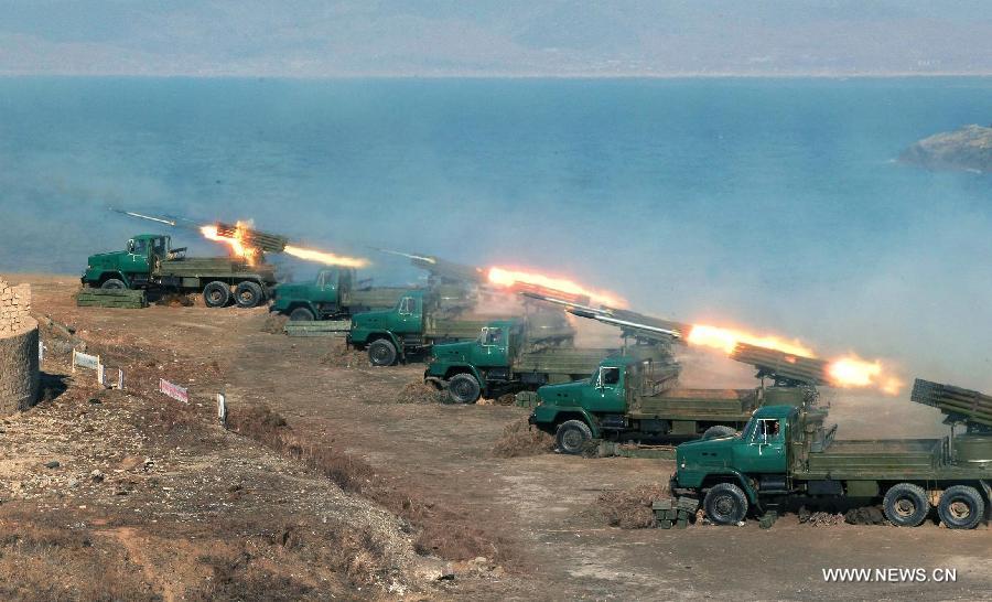 Photo provided by Korean Central News Agency (KCNA) on March 19, 2013 shows a drill of the People's Army of the Democratic People's Republic of Korea (DPRK). (Xinhua/KCNA)