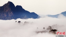 Beautiful Wuyi Mountain in sea of clouds