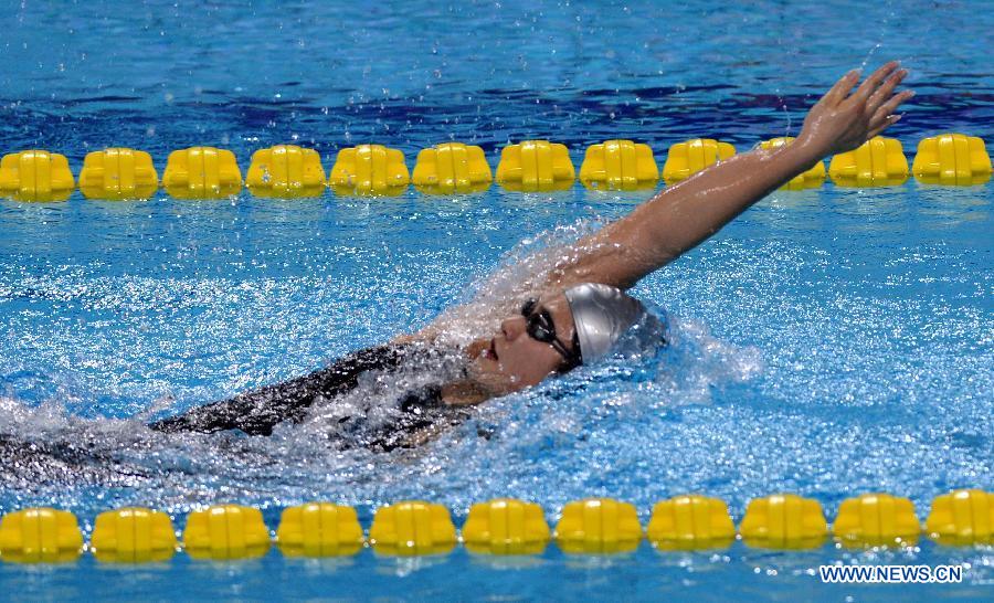Ye Shiwen of Zhejiang competes in the women's 200m individual medley final during the second day of the Chinese National Swimming Championships held in Zhengzhou, central China's Henan Province, on April 2, 2013. Ye won the gold with 2 minutes and 9.08 seconds. (Xinhua/Zhu Xiang)