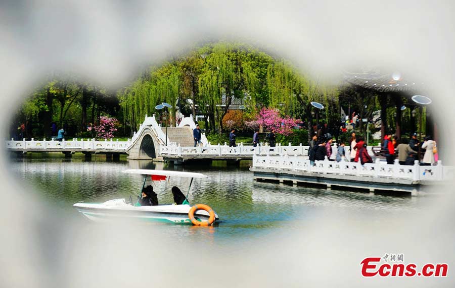 Photo taken on April 2 shows the beautiful scenery of Yangzhou City in East China's Jiangsu Province. (Photo/Meng Delong)