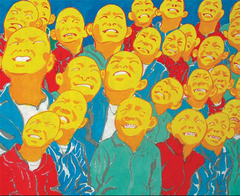Ink painting in color, by Fang Lijun, in 2012. (Photo/China Daily)