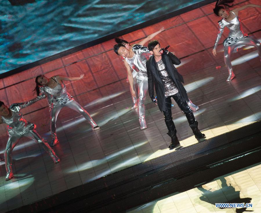 Jay Chou performs during the closing ceremony of the 2013 Beijing International Film Festival in Beijing, capital of China, April 23, 2013. The festival closed on Tuesday. (Xinhua/Zhang Yu) 