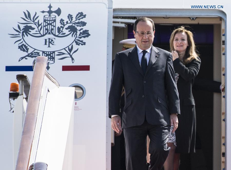 French President Francois Hollande arrives in Beijing, capital of China, April 25, 2013 for a state visit to China. (Xinhua/Wang Ye) 