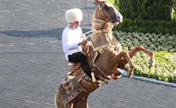 Turkmen president shows equestrian skills