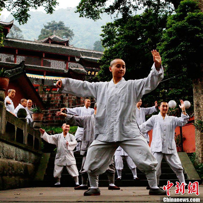 Nuns practice Taiji. (CNS/Liu Zhongjun)