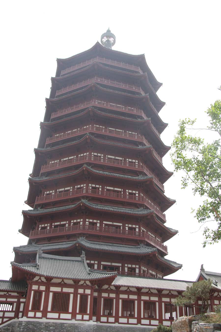 A close-up view of the Yongding Pagoda that overlooks the Ninth China (Beijing) International Garden Expo in western Beijing. The expo covers an area of 513 hectares, including 267-hecare public exhibition area and 246-hectare Garden Expo Lake. The event will officially kick off on May 18, 2013 and last for six months. (CRIENGLISH.com/Luo Dan)
