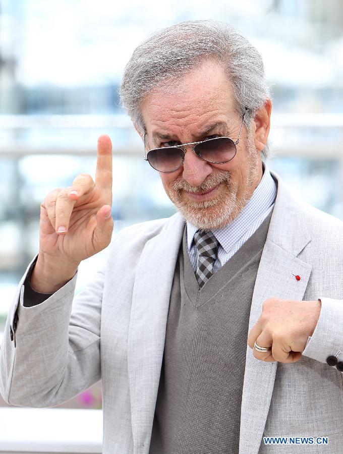 President of the Jury, U.S. director Steven Spielberg poses during the photocall of the Jury at the 66th annual Cannes Film Festival in Cannes, France, May 15, 2013. (Xinhua/Gao Jing) 