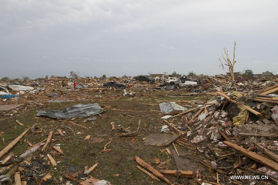Photo taken on May 20, 2013 shows a panoramic view of Moore, Oklahoma, the United States. Twenty-four people were killed and 237 others injured when a massive tornado blasted the southern suburbs of Oklahoma City, the capital of the U.S. state of Oklahoma, on Monday, state officials said Tuesday. (Xinhua/Marcus DiPaola) 