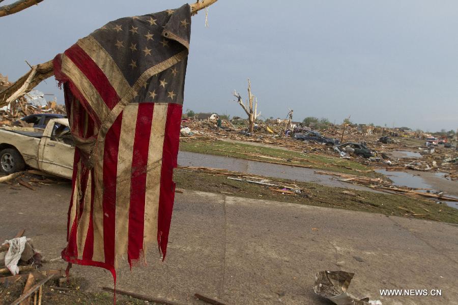 Photo taken on May 20, 2013 shows a panoramic view of Moore, Oklahoma, the United States. Twenty-four people were killed and 237 others injured when a massive tornado blasted the southern suburbs of Oklahoma City, the capital of the U.S. state of Oklahoma, on Monday, state officials said Tuesday. (Xinhua/Marcus DiPaola)