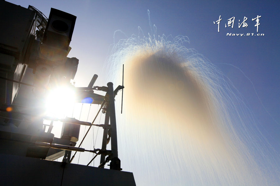 A destroyer detachment under the East Sea Fleet of the Navy of the Chinese People's Liberation Army (PLA) conducted a live-ammunition fire drill in a certain area of the East China Sea in a complex electromagnetic environment(China Military Online/Wang Zhipeng)