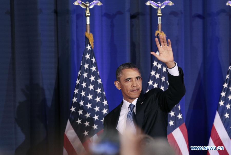 U.S. President Barack Obama deliveries a speech at the National Defence University in Washington D.C. on May 23, 2013. Obama on Thursday sought to redefine his administration's counterterrorism policies, announcing new guidelines codifying controversial drone strikes against militant targets, while renewing his pledge to close the Guantanamo Bay military detention facility. (Xinhua/Fang Zhe) 