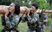 Close view of Chinese female snipers 