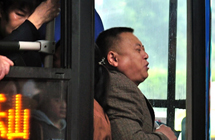 Anxious city: Crowded morning bus