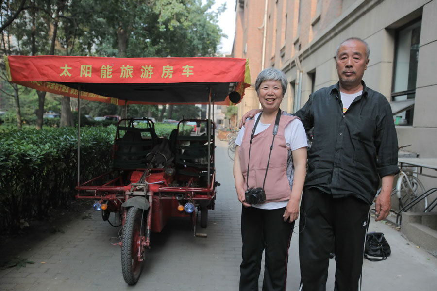 On May 25 in Shenyang, a couple in their 60's set out from their home to begin a worldwide tour on a specially-designed solar pedicab. The couple's plan is to visit over 100 countries in five years. The decision to embark on this unique journey was inspired by the couple’s new interpretation on life after traveling all over China. [Photo/China Daily]
