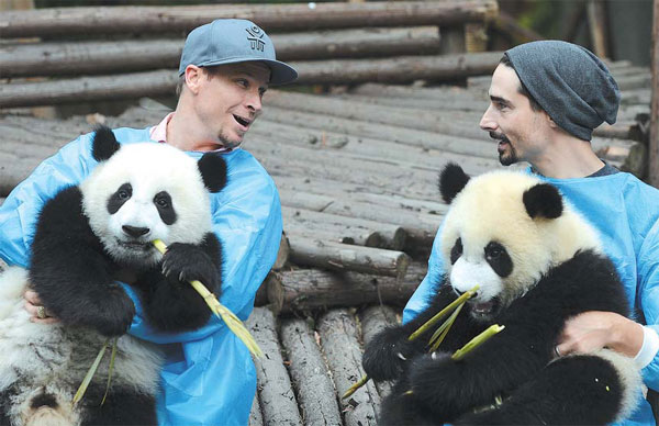 Members of the US pop band Backstreet Boys serve as Chengdu's cultural ambassadors. Photos (Source: China Daily)