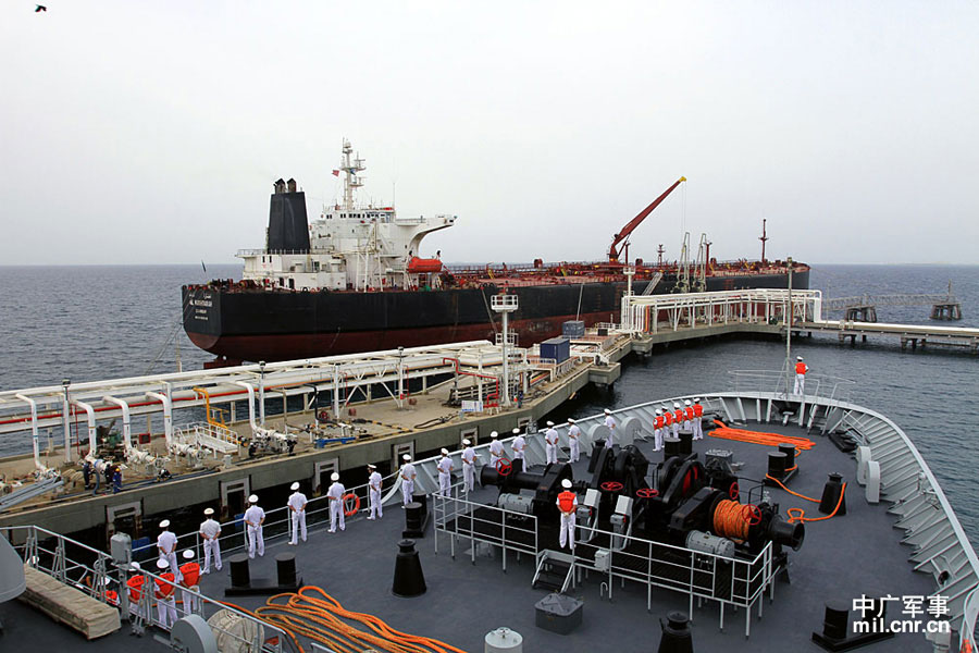 The “Weishan Lake” comprehensive supply ship of the 14th escort taskforce under the Navy of the Chinese People's Liberation Army (PLAN) arrived at the Djibouti Port of the Republic of Djibouti, for its three-day-long in-port replenishment and rest on the afternoon of June 6, 2013, local time. (mil.cnr.cn/Deng Xiguang and Li Ding)