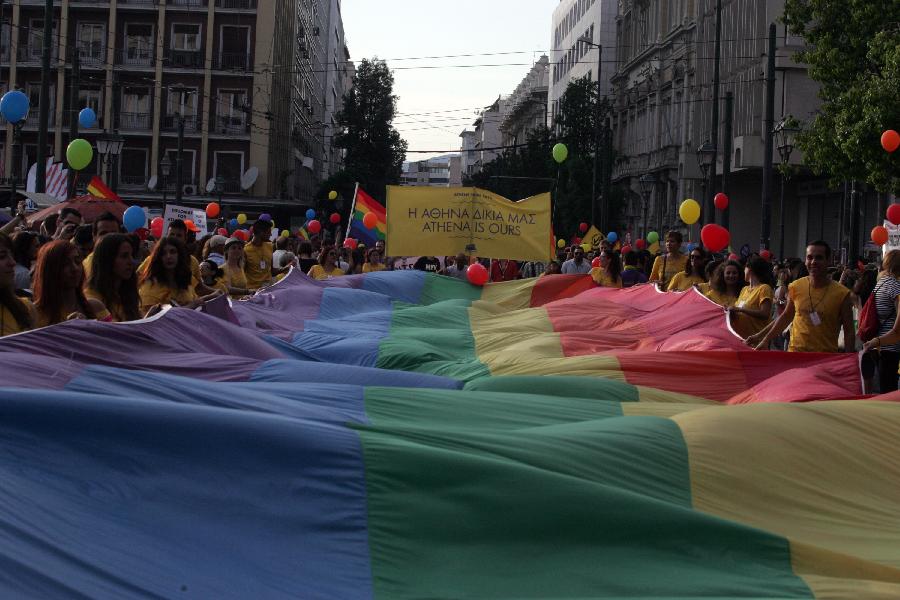 People take part in the 9th Gay Pride Festival in Athens, Greece, on June 8, 2013. (Xinhua/Marios Lolos)