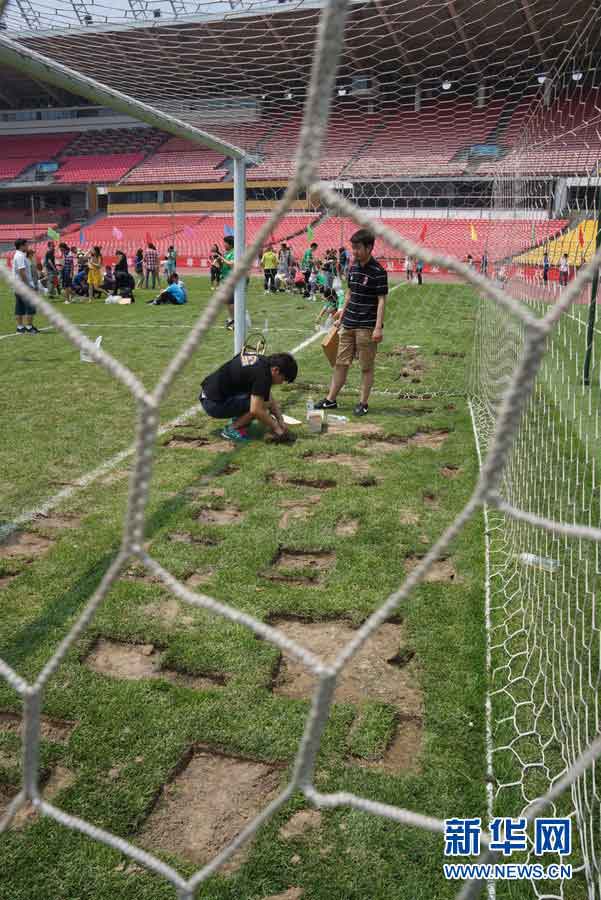 Fans select their own pieces at Workers’ Stadium in Beijing, June 12, 2013. (Photo/Xinhua)