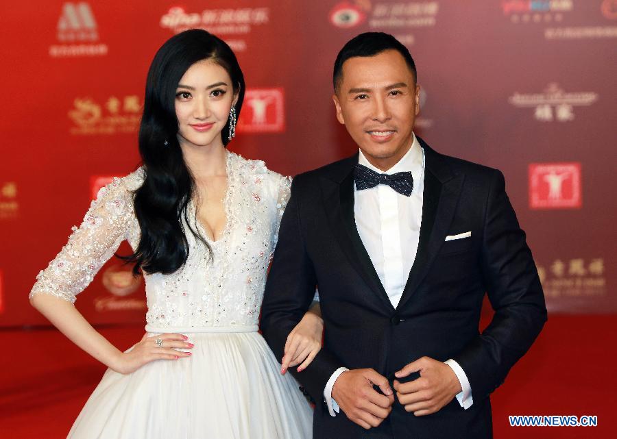 Actress Jing Tian and actor Donnie Yen pose on the red carpet for the opening ceremony of the 16th Shanghai International Film Festival in Shanghai, east China, June 15, 2013. (Xinhua/Ding Ding)