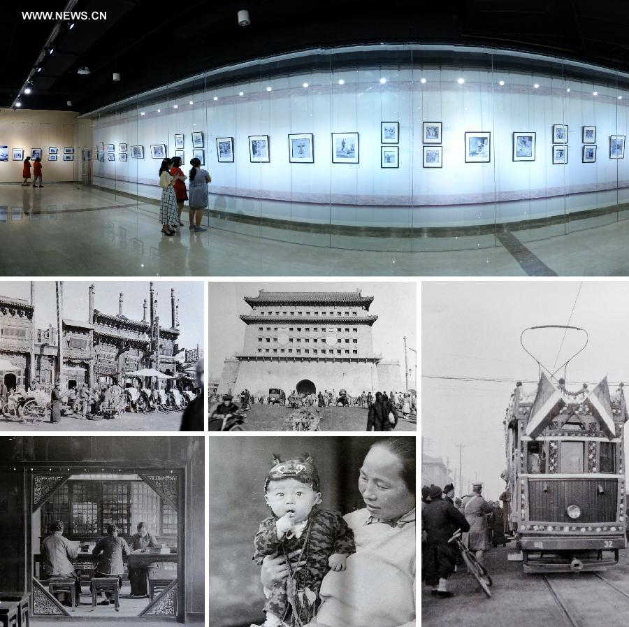 The combined photo taken on June 18, 2013 shows the displayed pictures during a photo exhibition showing the works of Sidney D. Gamble in Beijing, capital of China. The exhibition displayed more than 100 photos taken by Gamble depicting the life of Beijing from 1908 to 1931. (Xinhua/Li Xin) 
