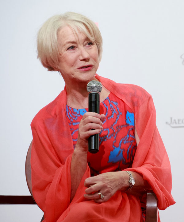 British actress Helen Mirren meets journalists at a press conference during the 16th Shanghai International Film Festival in Shanghai on Wednesday, June 19, 2013. [Photo: CRIENGLISH.com]