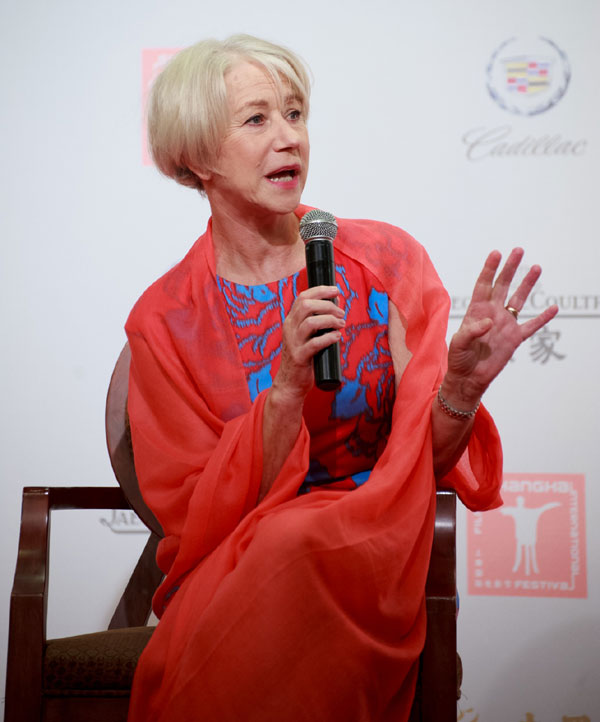 British actress Helen Mirren meets journalists at a press conference during the 16th Shanghai International Film Festival in Shanghai on Wednesday, June 19, 2013. [Photo: CRIENGLISH.com]