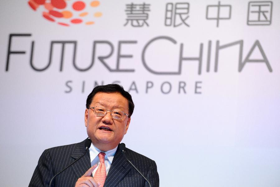 Liu Changle, chairman and CEO of Hong Kong-based Phoenix Satellite Television, attends the Future China Global Forum in Singapore, July 8, 2013. (Xinhua/Then Chih Wey) 